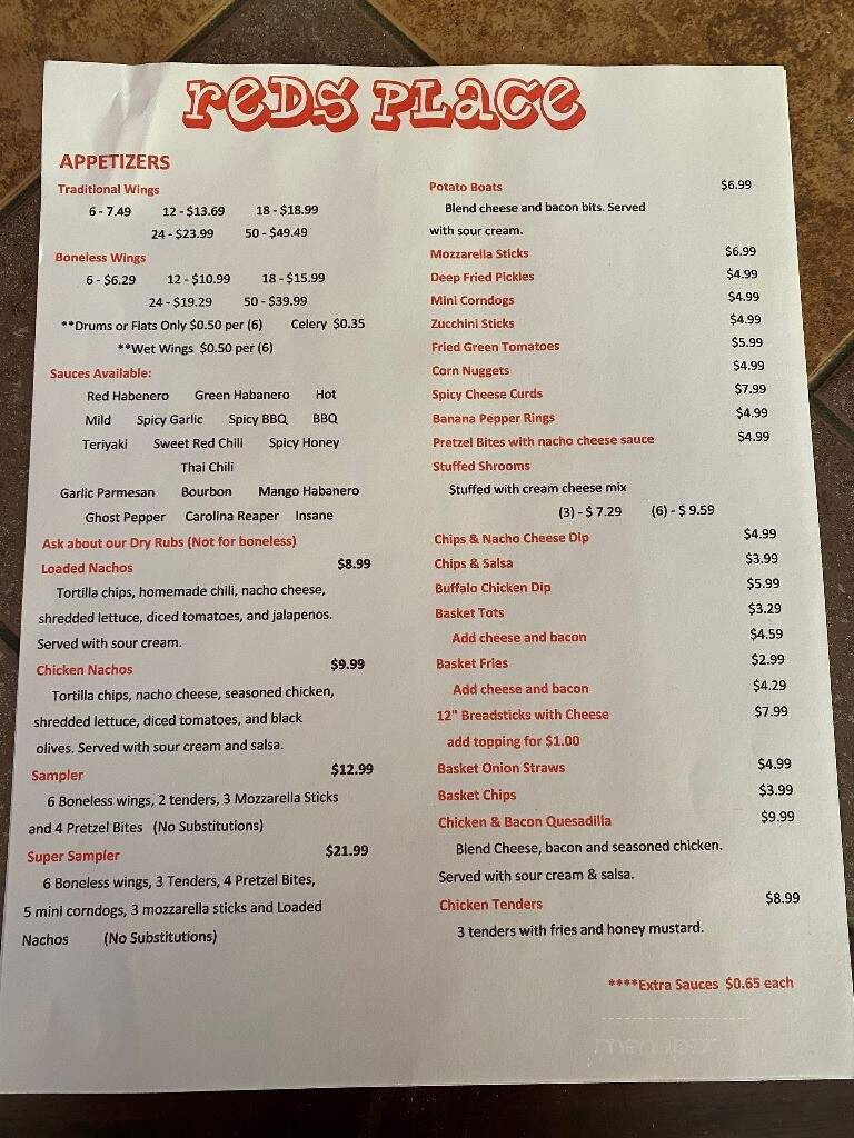Reds Place - Ashland, KY menu_pic