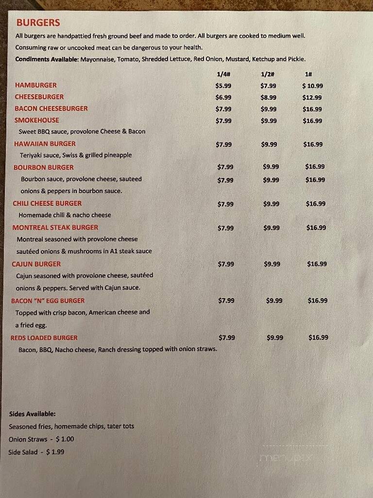 Reds Place - Ashland, KY menu_pic