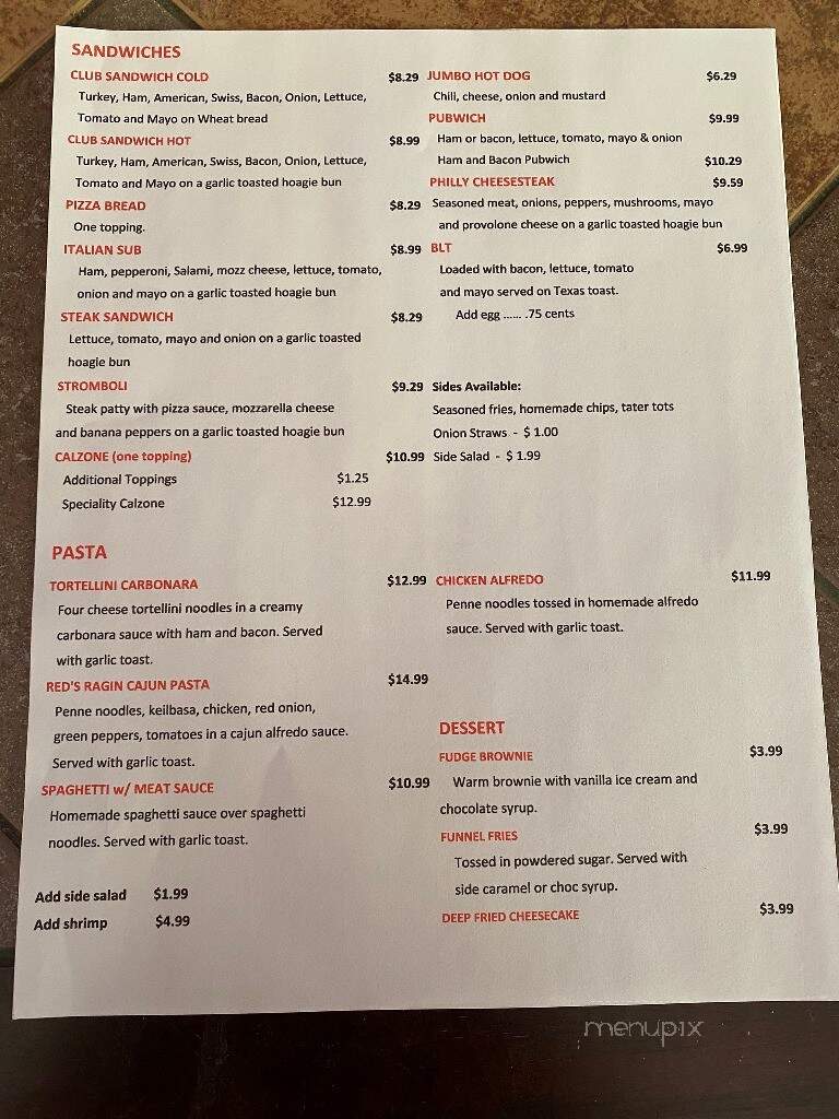 Reds Place - Ashland, KY menu_pic