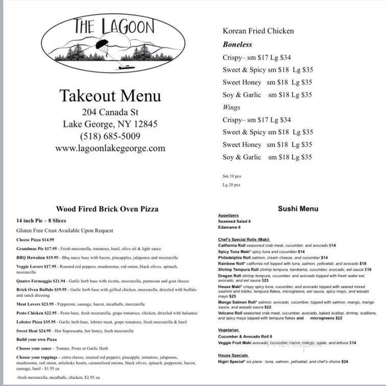 The Lagoon - Lake George, NY menu_pic