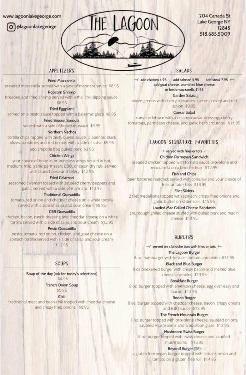 The Lagoon - Lake George, NY menu_pic