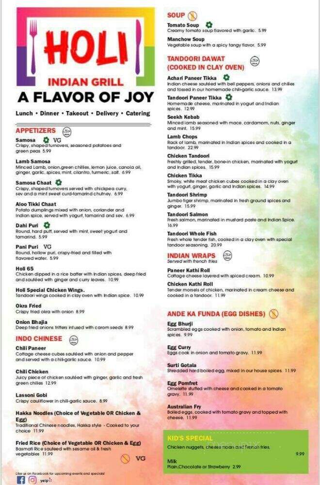 Holi Indian Grill - Panama City, FL menu_pic