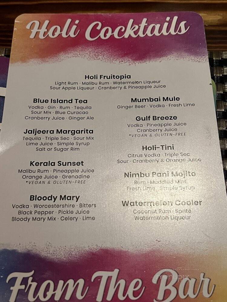 Holi Indian Grill - Panama City, FL menu_pic