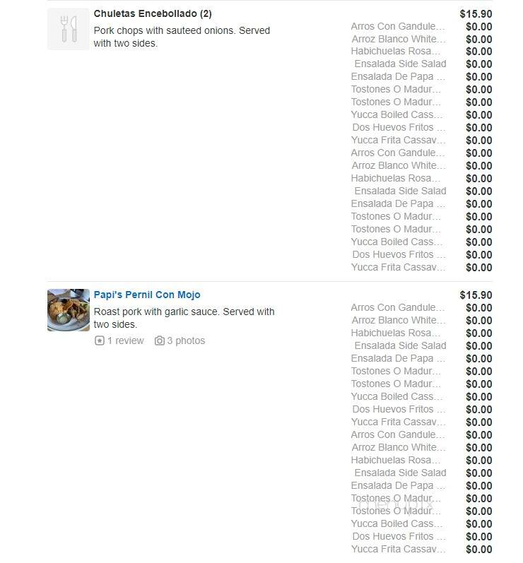 Papi's Puerto Rican Cuisine - Charlotte, NC menu_pic