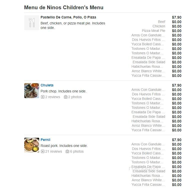 Papi's Puerto Rican Cuisine - Charlotte, NC menu_pic