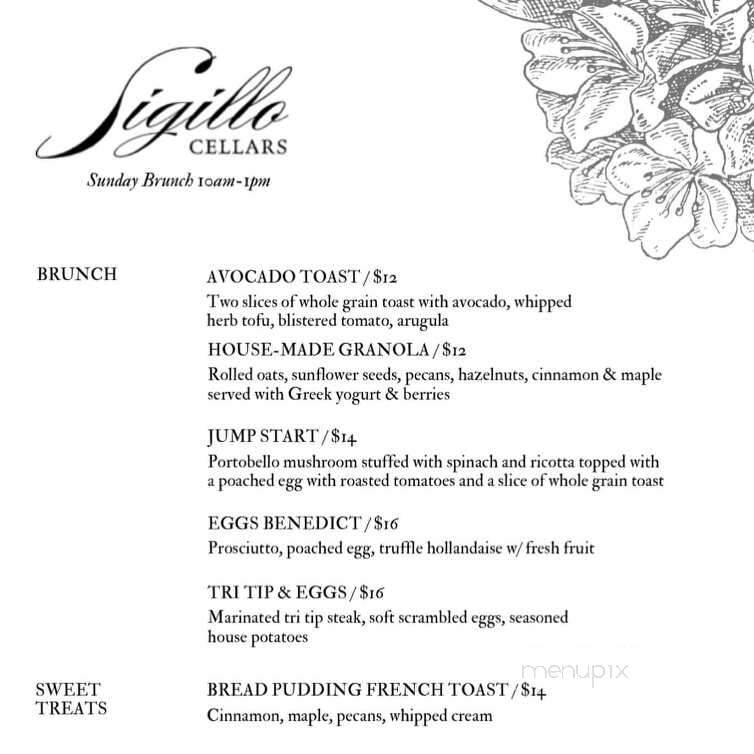 Sigillo Cellars - Chelan, WA menu_pic