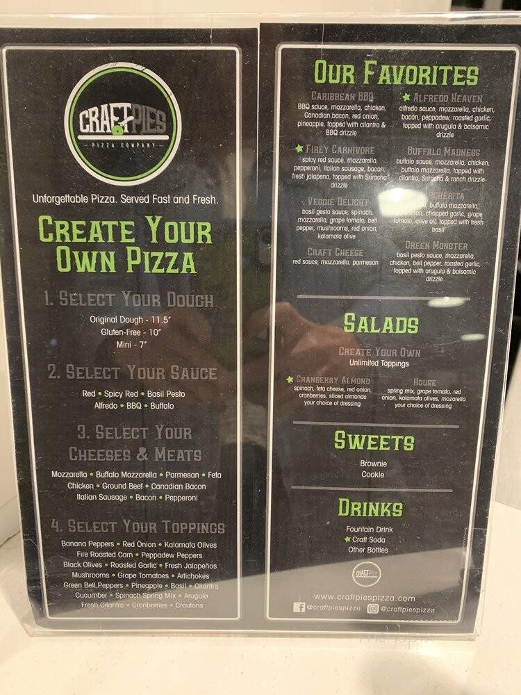 Craft Pies Pizza Co - Durant, OK menu_pic