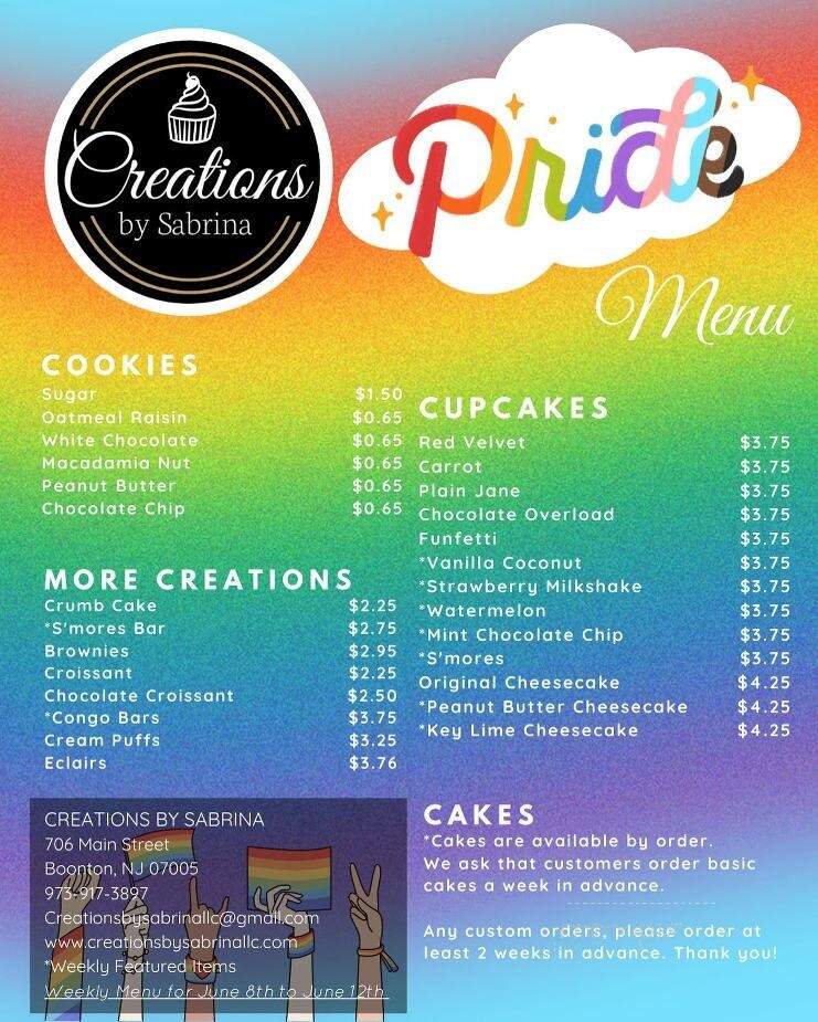 Creations by Sabrina - Boonton, NJ menu_pic