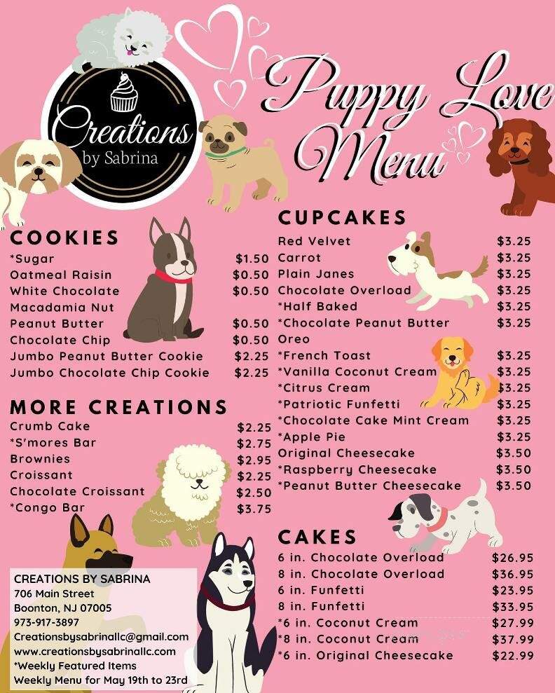 Creations by Sabrina - Boonton, NJ menu_pic