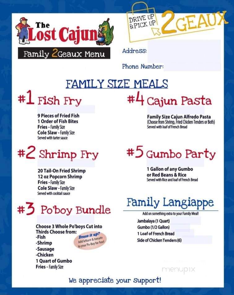 The Lost Cajun - Canon City, CO menu_pic
