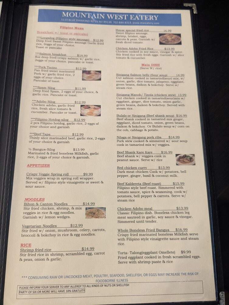 Mountain West Eatery - Las Vegas, NV menu_pic