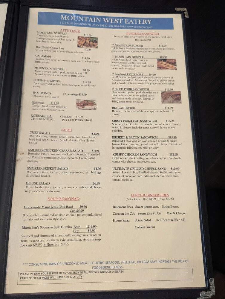 Mountain West Eatery - Las Vegas, NV menu_pic