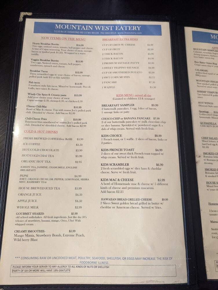 Mountain West Eatery - Las Vegas, NV menu_pic