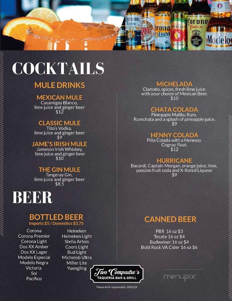 Two Compadres Taqueria Bar & Grill - Midlothian, VA menu_pic