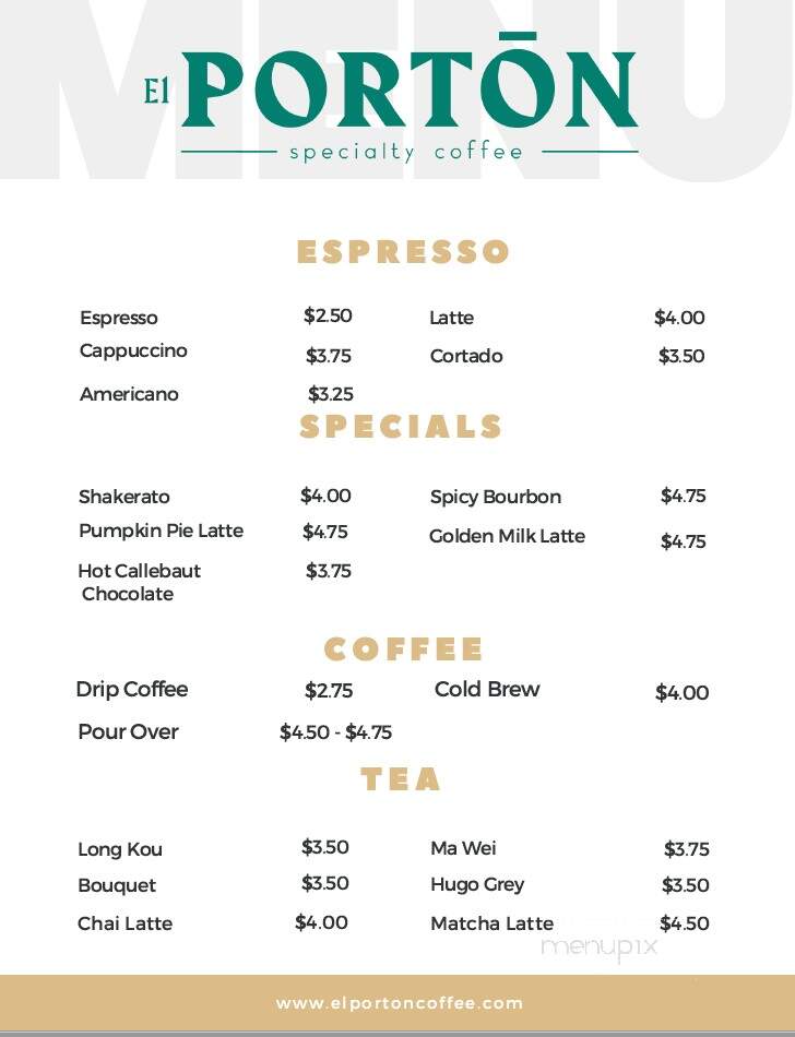 El Porton Coffee - Dallas, TX menu_pic
