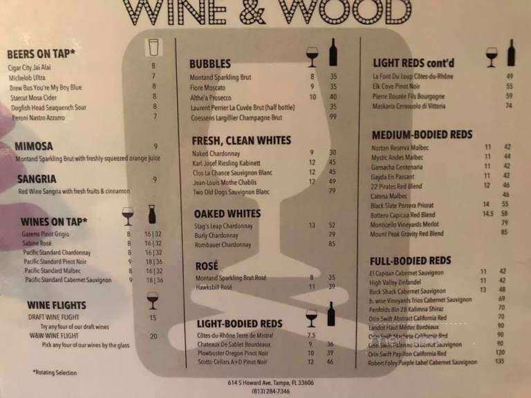 Wine & Wood - Tampa, FL menu_pic