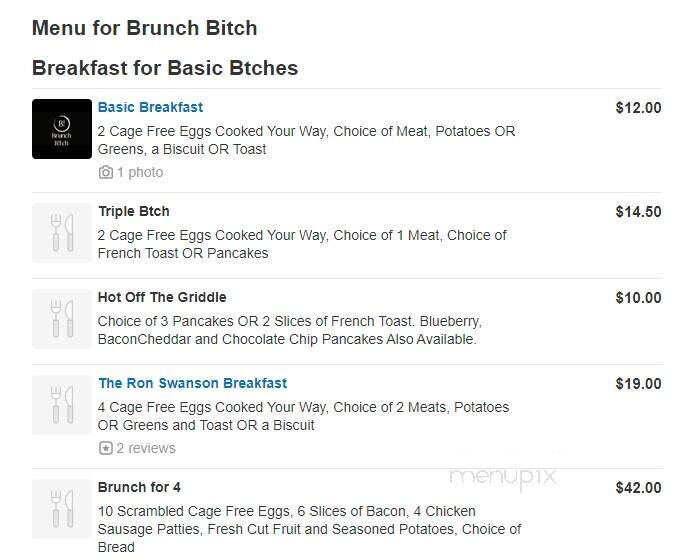 Brunch Bitch - Atlanta, GA menu_pic