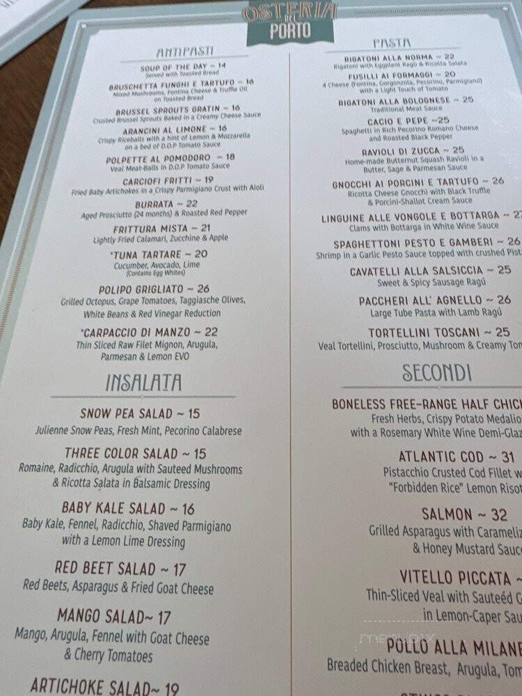 Osteria Del Porto - New York, NY menu_pic