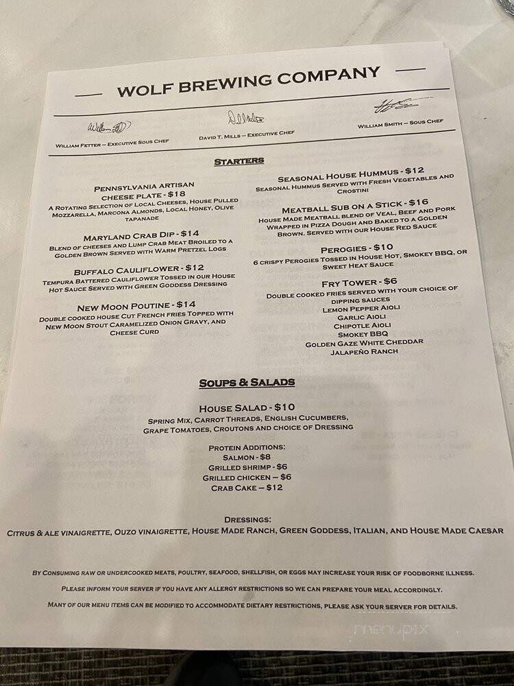 Wolf Brewing - Mechanicsburg, PA menu_pic