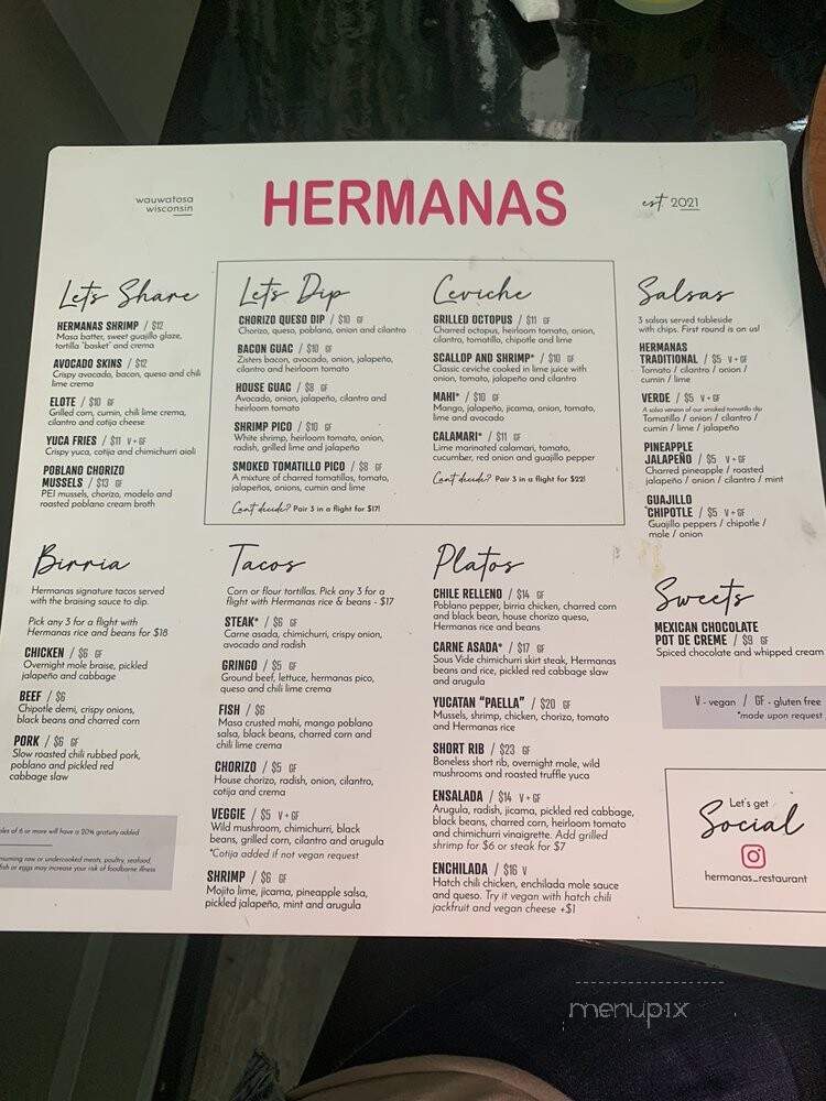 Hermanas - Wauwatosa, WI menu_pic