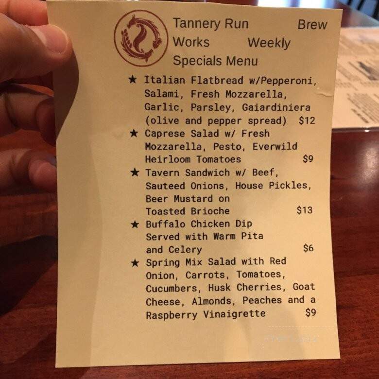 Tannery Run Brew Works - Ambler, PA menu_pic