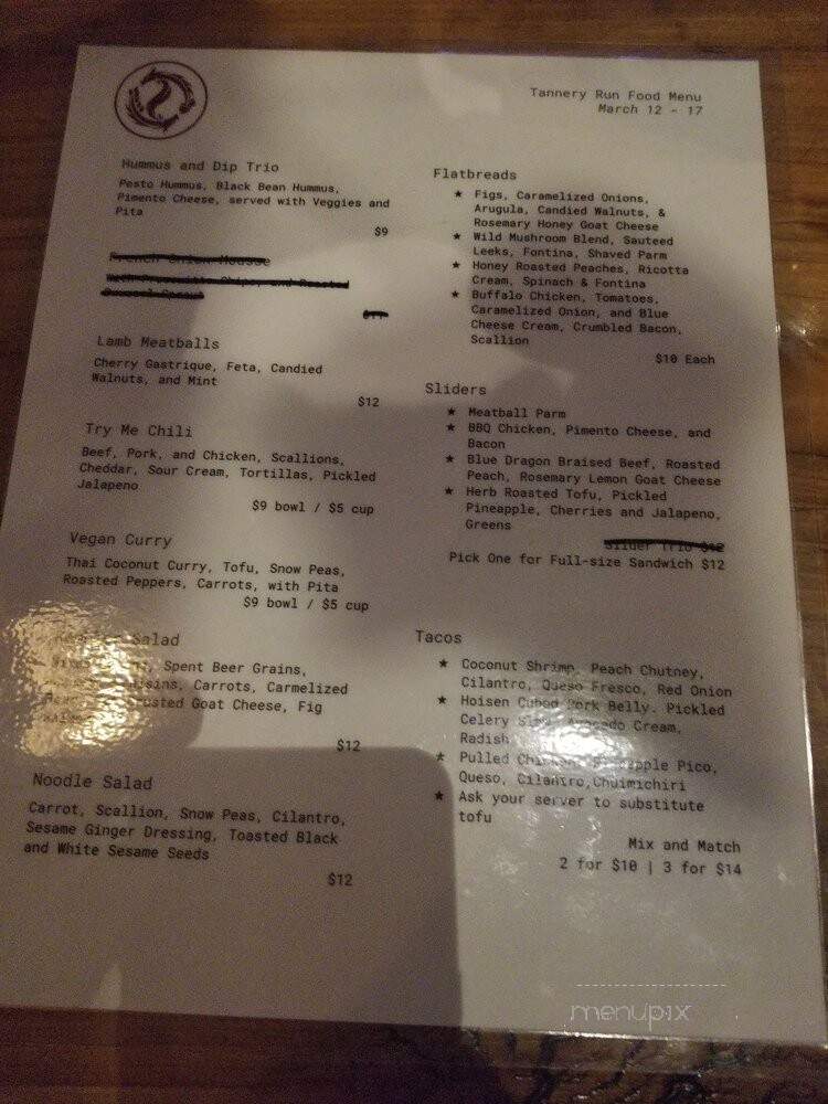 Tannery Run Brew Works - Ambler, PA menu_pic