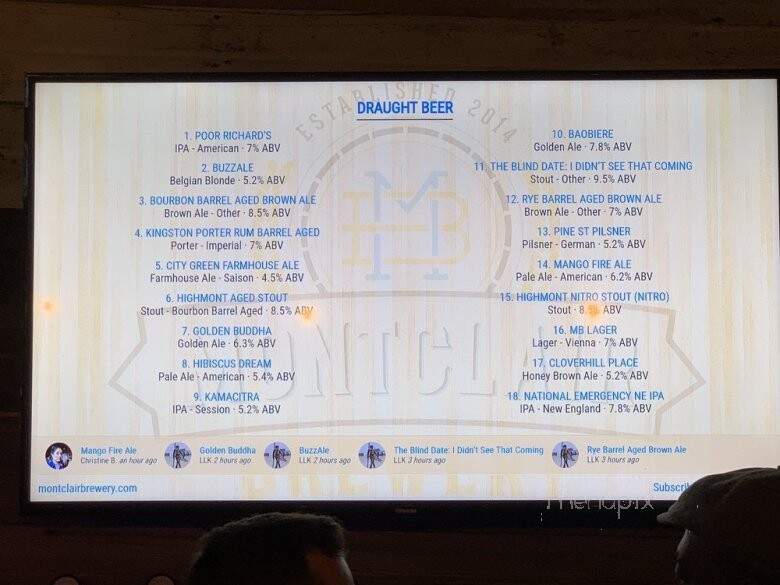 Montclair Brewery - Montclair, NJ menu_pic