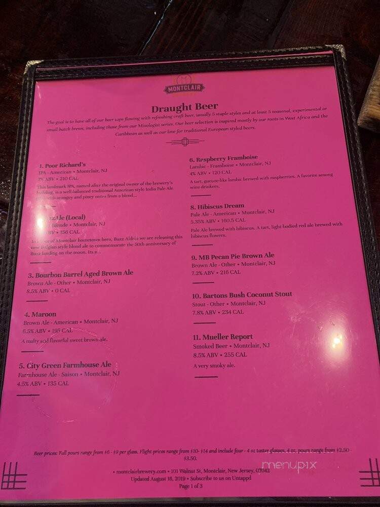 Montclair Brewery - Montclair, NJ menu_pic