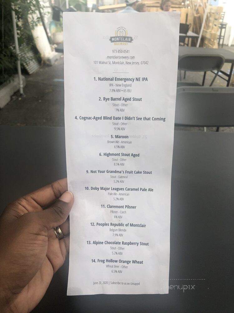 Montclair Brewery - Montclair, NJ menu_pic