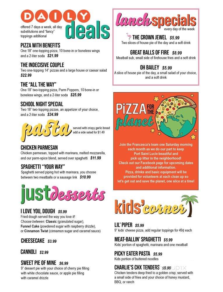 Francesca's Pizza - Port St. Lucie, FL menu_pic