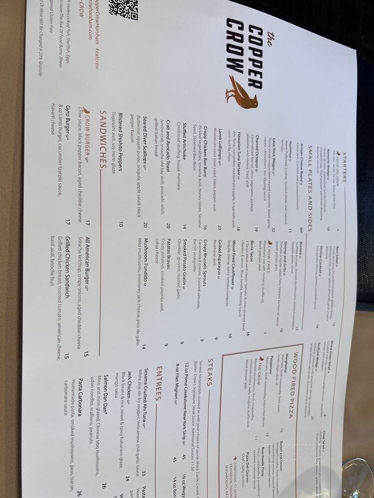 The Copper Crow - Horsham, PA menu_pic
