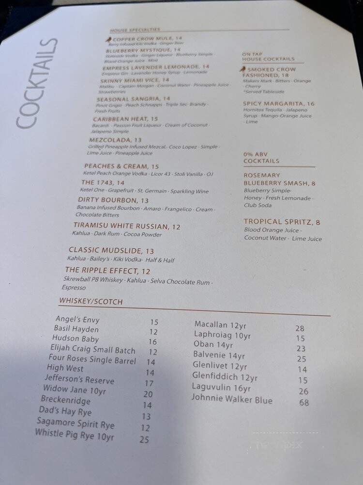 The Copper Crow - Horsham, PA menu_pic