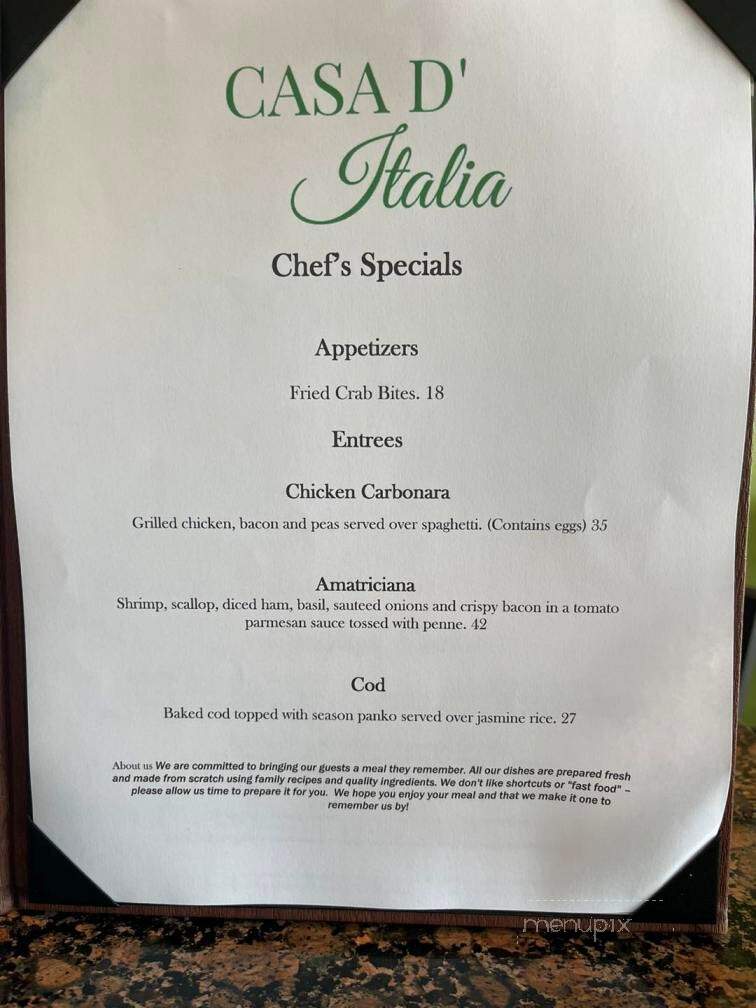 Casa D' Italia - Fort Myers, FL menu_pic