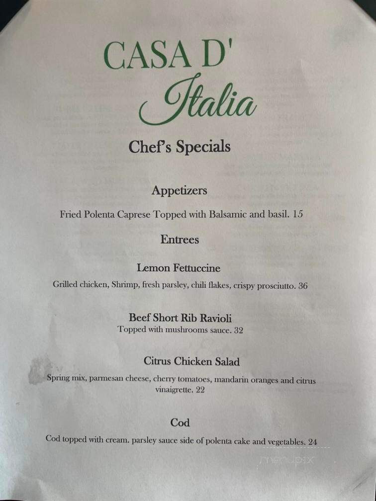 Casa D' Italia - Fort Myers, FL menu_pic