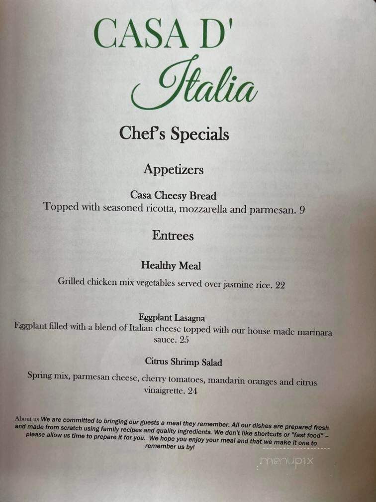 Casa D' Italia - Fort Myers, FL menu_pic