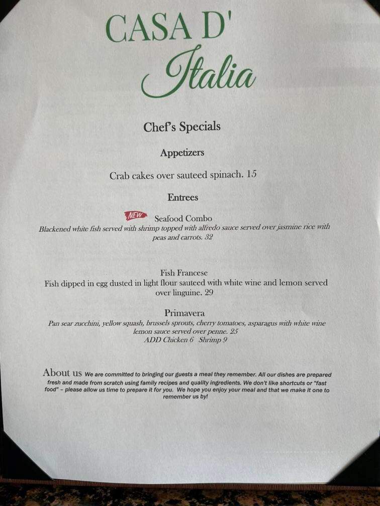 Casa D' Italia - Fort Myers, FL menu_pic