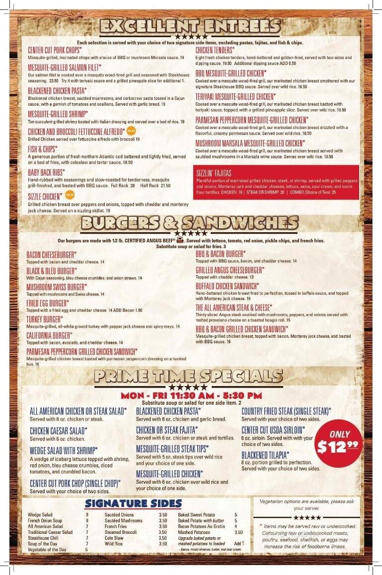 The All american Steakhouse & Sports Theather - Aberdeen, MD menu_pic