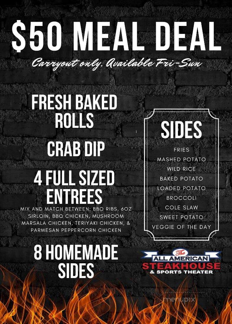 The All american Steakhouse & Sports Theather - Aberdeen, MD menu_pic