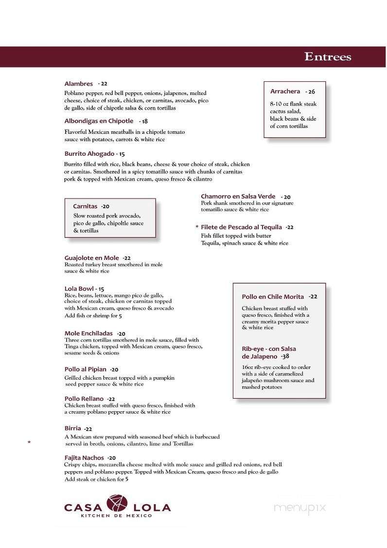 Casa Lola Kitchen de Mexico - Cornelius, OR menu_pic
