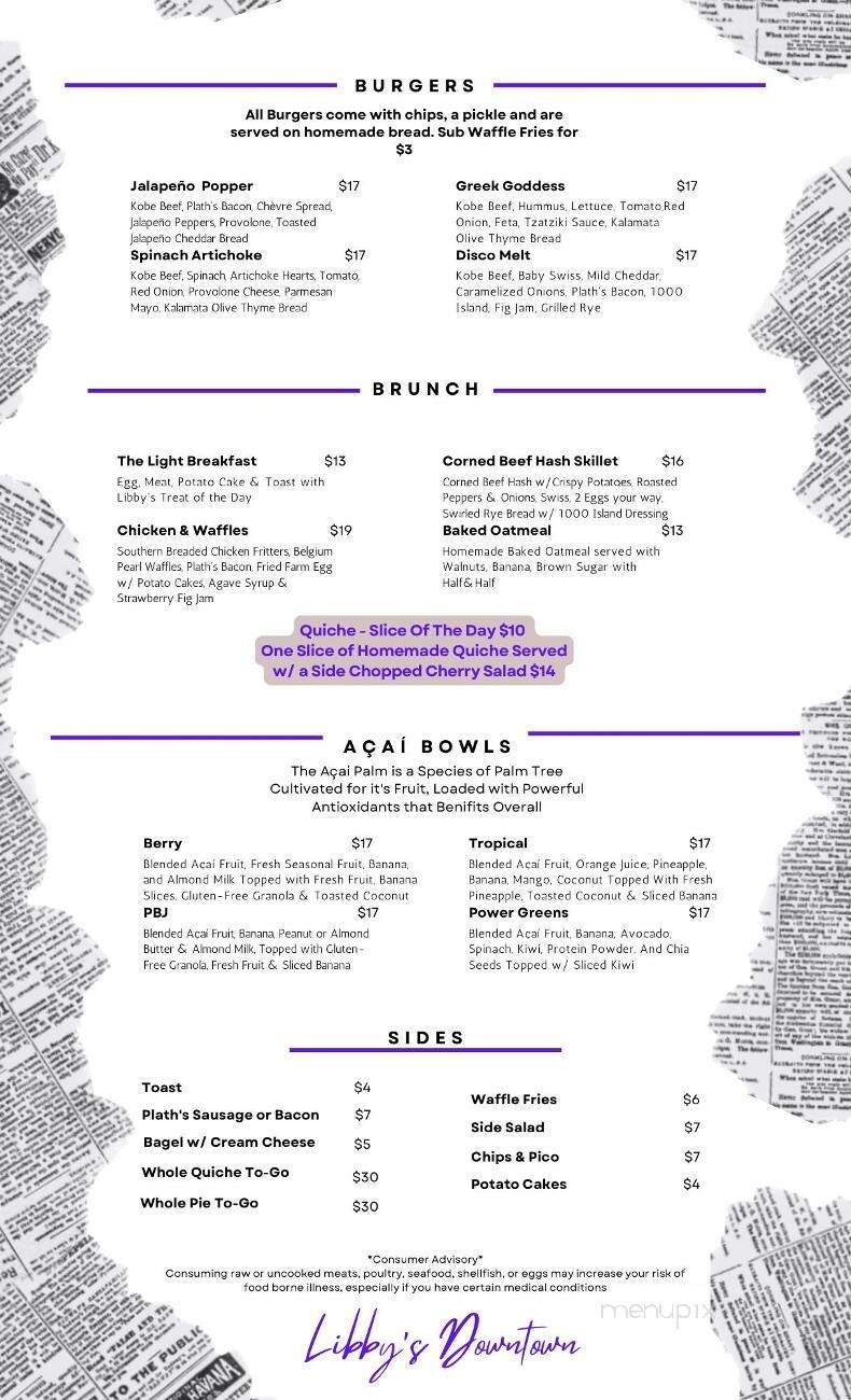 Libby's Downtown - Cheboygan, MI menu_pic