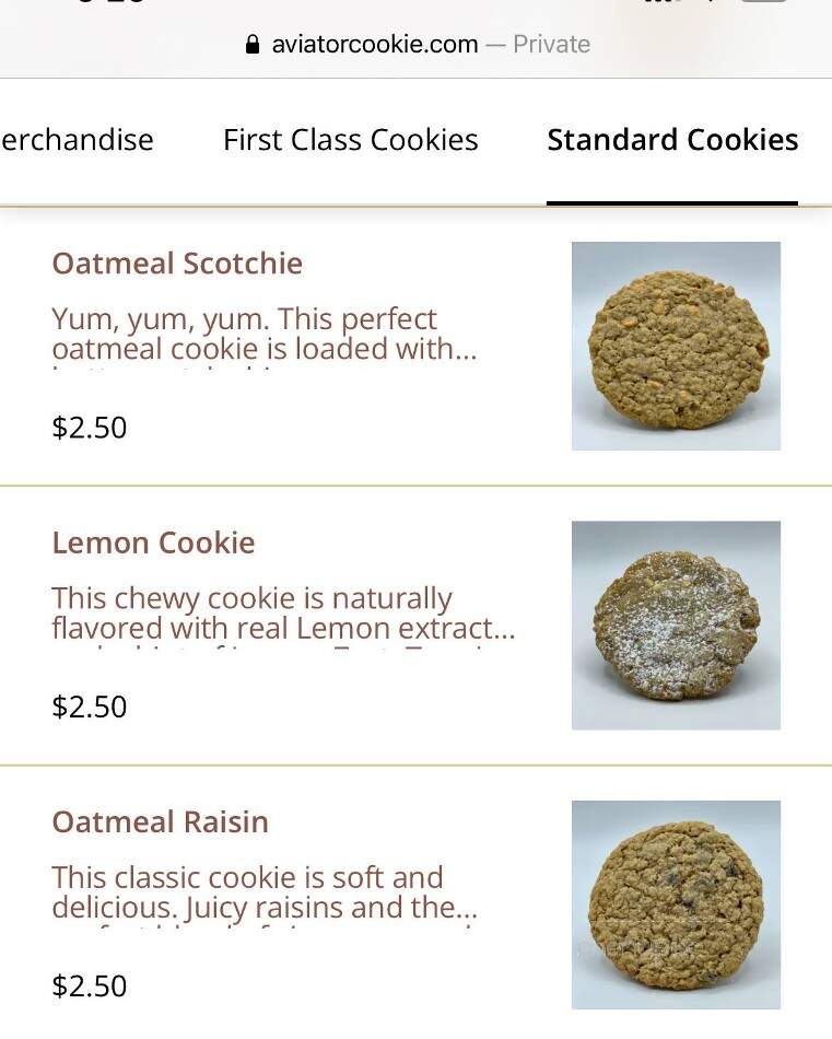 Aviator Cookie Company - Midland, MI menu_pic