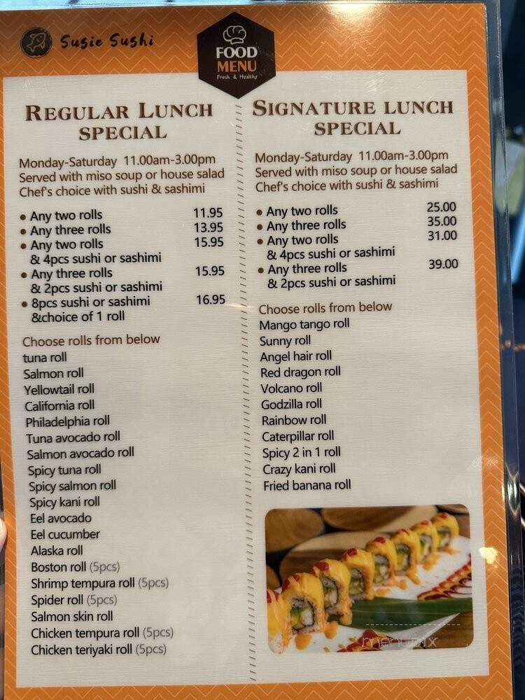 Susie Sushi - Fox River Grove, IL menu_pic