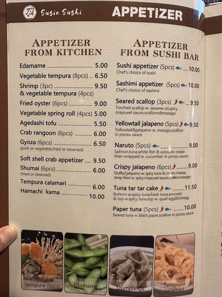 Susie Sushi - Fox River Grove, IL menu_pic