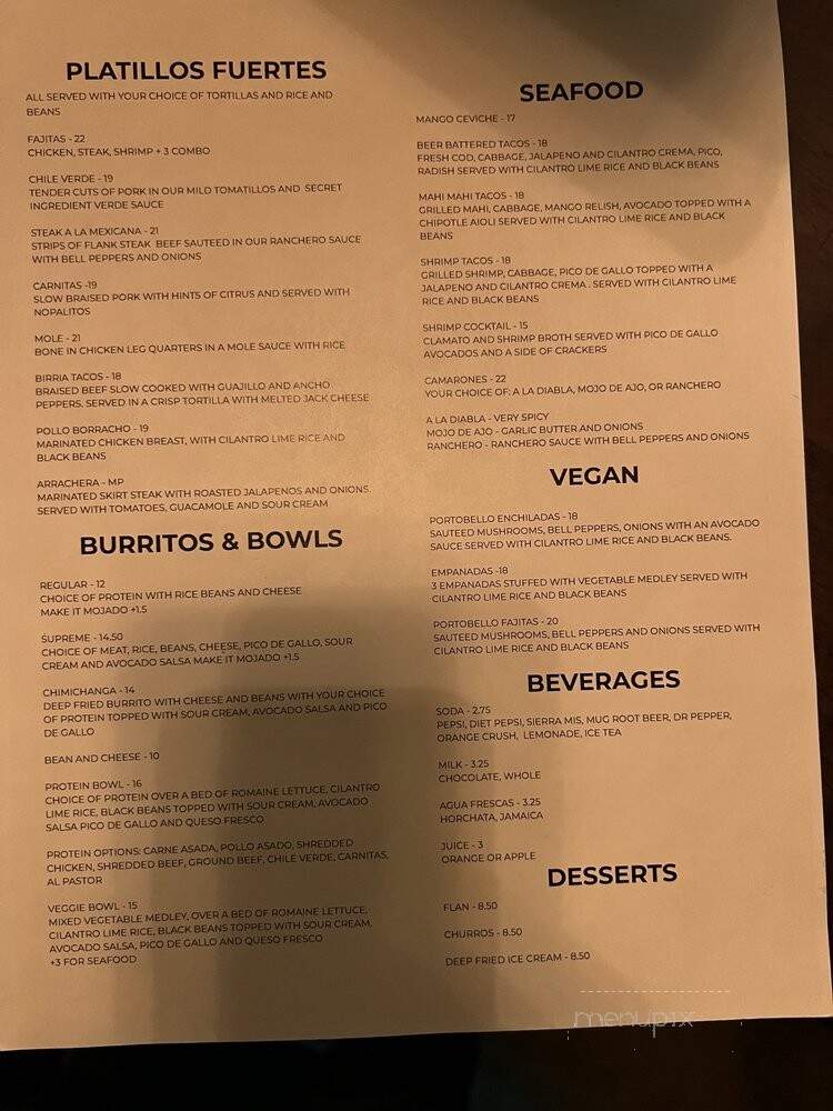 Mexico Lindo - Roseville, CA menu_pic