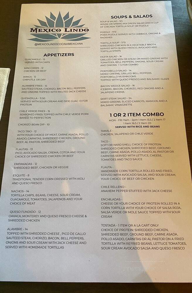 Mexico Lindo - Roseville, CA menu_pic
