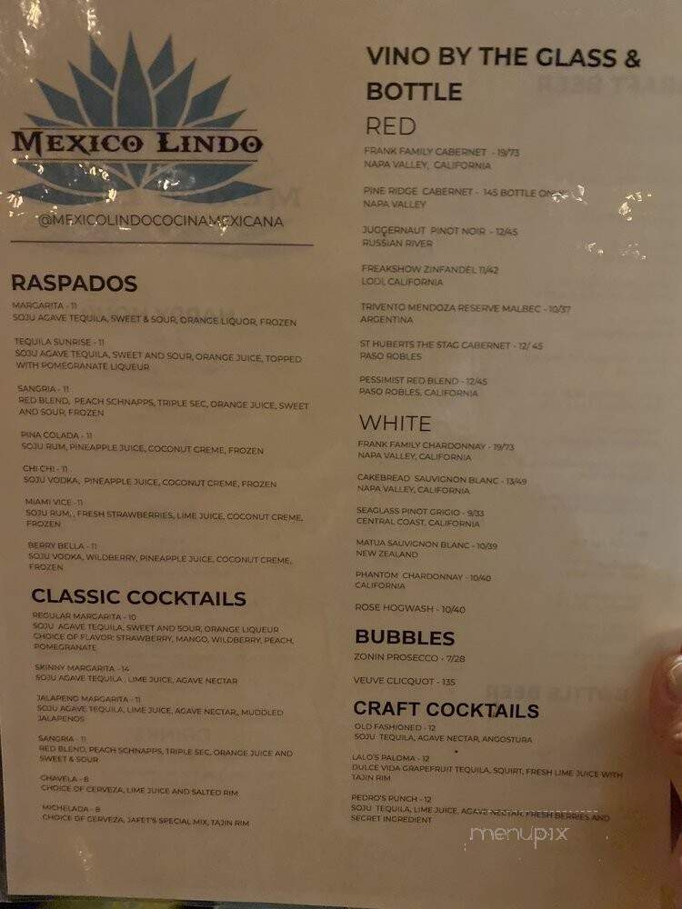 Mexico Lindo - Roseville, CA menu_pic