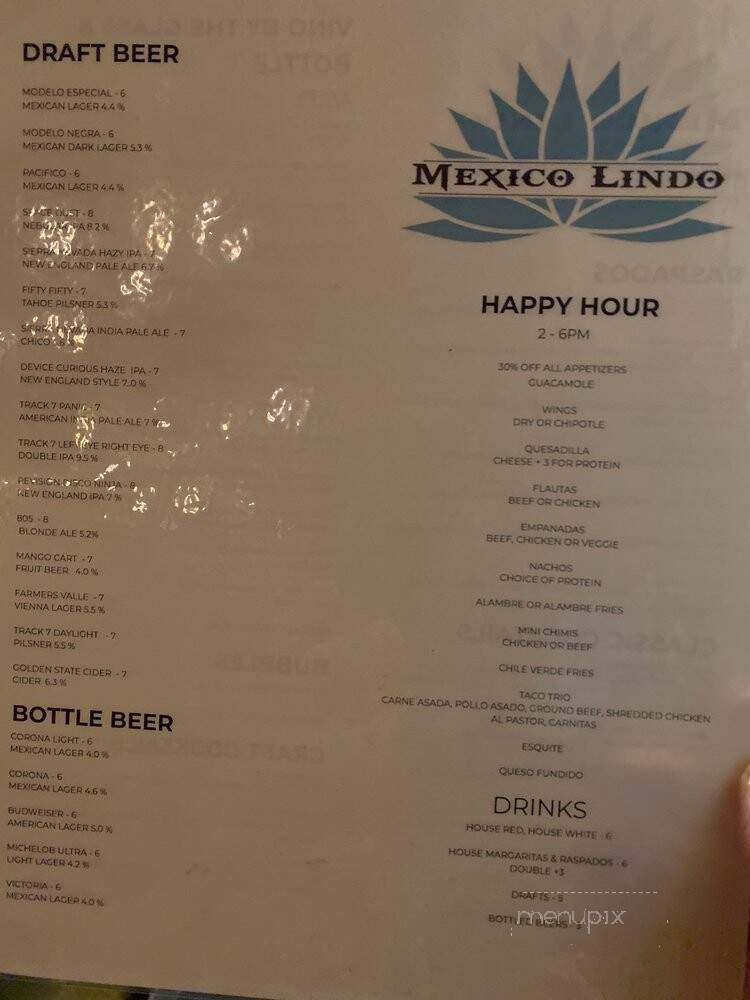 Mexico Lindo - Roseville, CA menu_pic