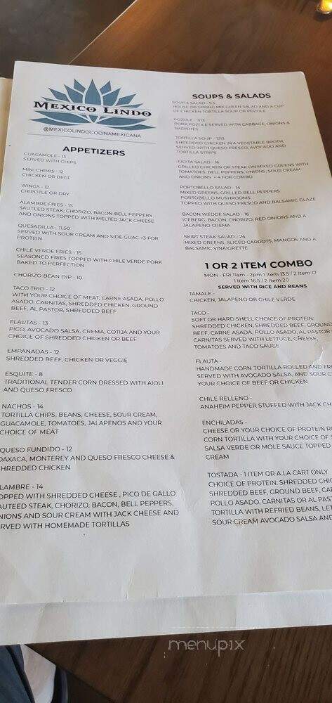 Mexico Lindo - Roseville, CA menu_pic