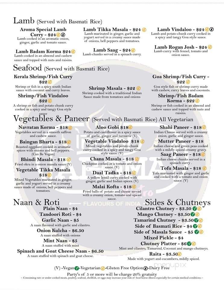 Indian Aroma Bistro - Hendersonville, NC menu_pic