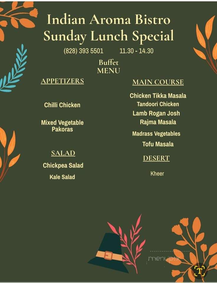 Indian Aroma Bistro - Hendersonville, NC menu_pic